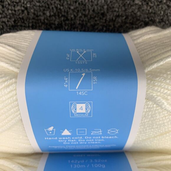 Lot Of 2 Draper James Cozy Wool, Magnolia White Merino Wool And Acrylic Yarn New - Picture 4 of 5